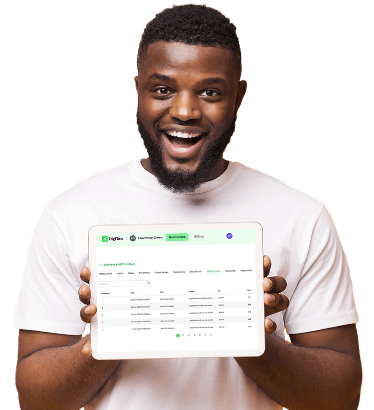 Man holding DigiTax Dashboard on tablet