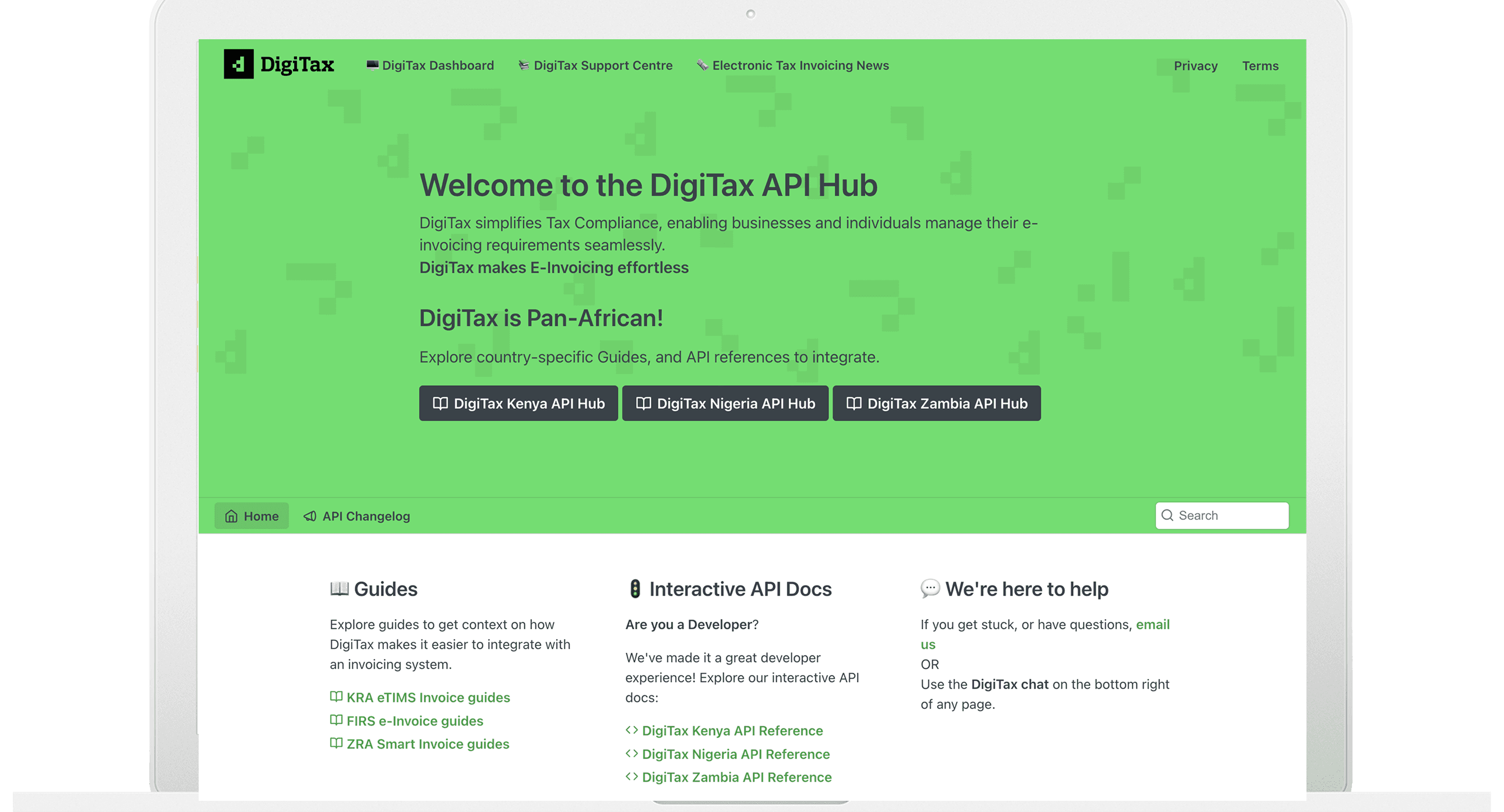 DigiTax API Hub dashboard.